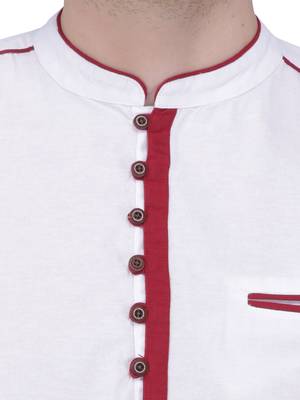 men's linen cotton white short kurta for men 5