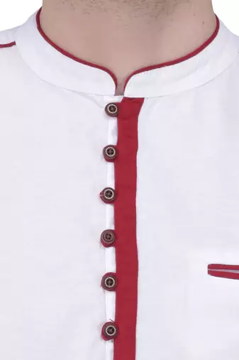 men's linen cotton white short kurta for men