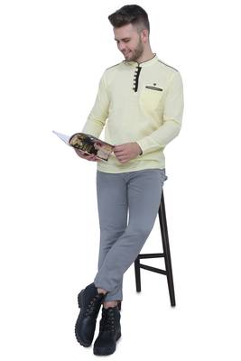 men's linen cotton cream yellow short kurta for men 4