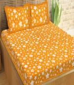 yellow star printed 180 tc cotton queen bedsheet with 2 pillow covers