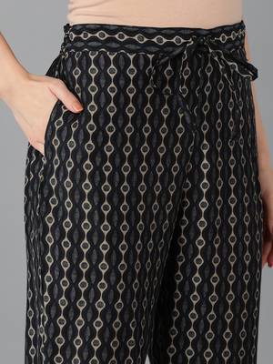 black color printed silk blend styles kurta trouser with dupatta 5