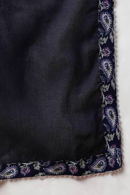 navy blue color printed pure cotton styles kurta palazzo with dupatta 6
