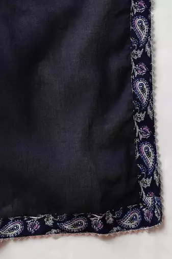 navy blue color printed pure cotton styles kurta palazzo with dupatta