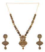 Piah fashion long alloy antique (oxidised) gold plated, traditional designer necklace set  for women & girls -8105