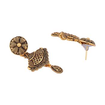 Piah fashion long alloy antique (oxidised) gold plated, traditional designer necklace set  for women & girls -8105 3