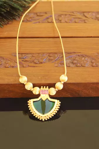 Kerala style gold plated palakka necklace
