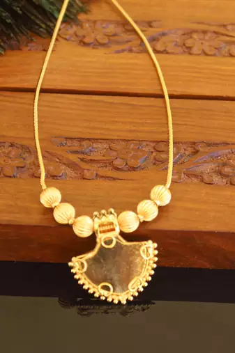 Kerala style gold plated palakka necklace