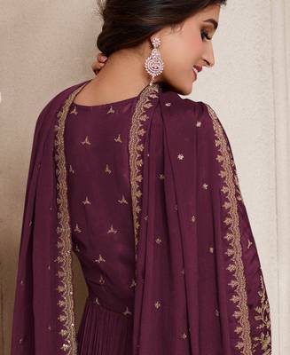 Wine Alia Cut Anarkali Suit Set For Women 3