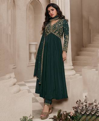 Green Alia Cut Anarkali Suit Set For Women 1
