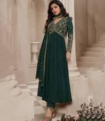Green Alia Cut Anarkali Suit Set For Women