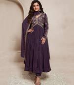 Lavender Alia Cut Anarkali Suit Set For Women