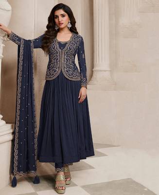 Blue Fancy Anarkali Suit Set For Women 1