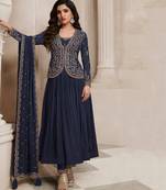 Blue Fancy Anarkali Suit Set For Women