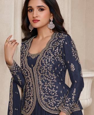 Blue Fancy Anarkali Suit Set For Women 2