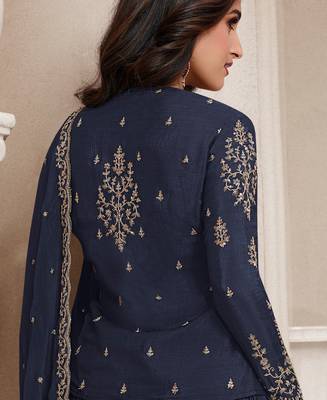 Blue Fancy Anarkali Suit Set For Women 3