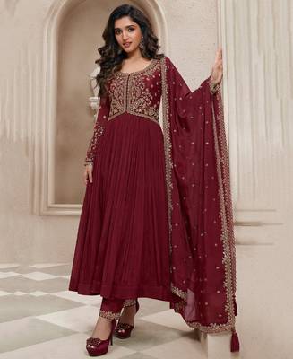 Maroon Fancy Anarkali Suit Set For Women 1