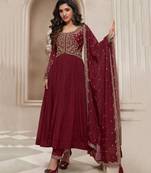 Maroon Fancy Anarkali Suit Set For Women