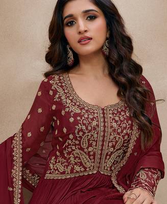 Maroon Fancy Anarkali Suit Set For Women 2
