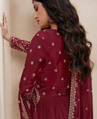 Maroon Fancy Anarkali Suit Set For Women 3