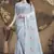 Grey Sequence Embroidered Siroski Stone Border Georgette Saree With Blouse Piece