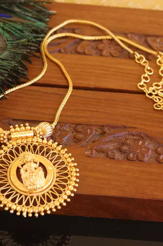 Kerala traditional gold plated lakshmi palakka necklace