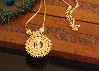 Kerala traditional gold plated krishna palakka necklace 2