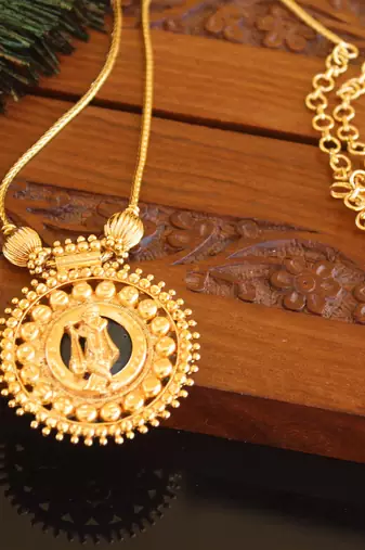 Kerala traditional gold plated krishna palakka necklace