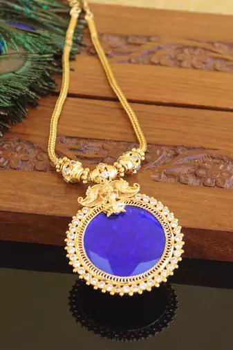 Kerala style gold plated temple palakka necklace