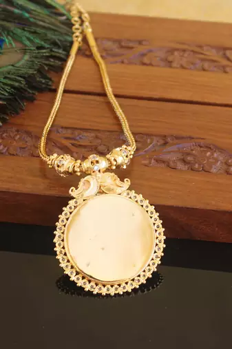 Kerala style gold plated temple palakka necklace
