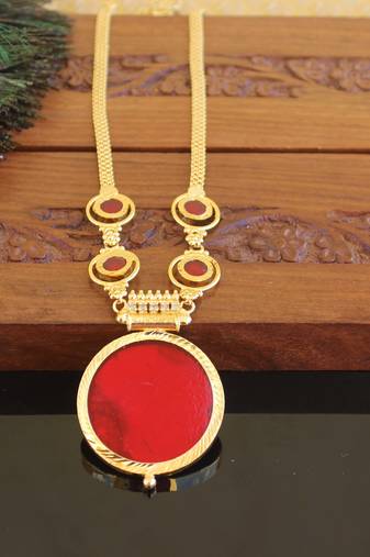 Kerala style gold plated palakka necklace