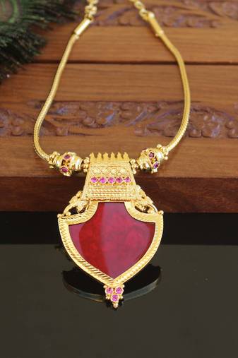 Kerala traditional gold plated palakka peacock necklace