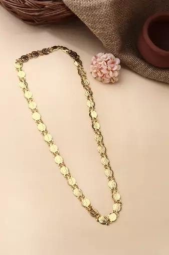 30 Inch Golden Laxmi Motif Necklace