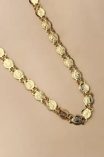30 Inch Golden Laxmi Motif Necklace
