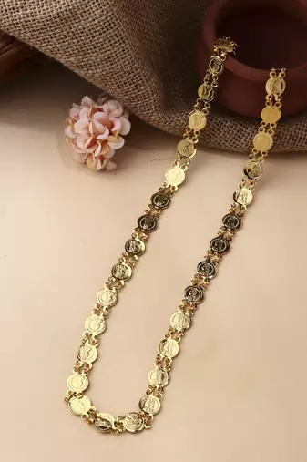 30 Inch Golden Laxmi Motif Necklace