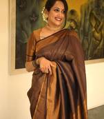 trendy banarasi kanjivaram navy color art silk saree with blouse material+