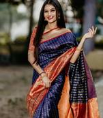 Women's woven design kanjivaram style art silk saree with blouse piece