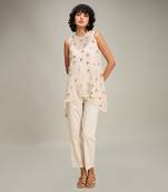 Off white floral emboridery co ord set