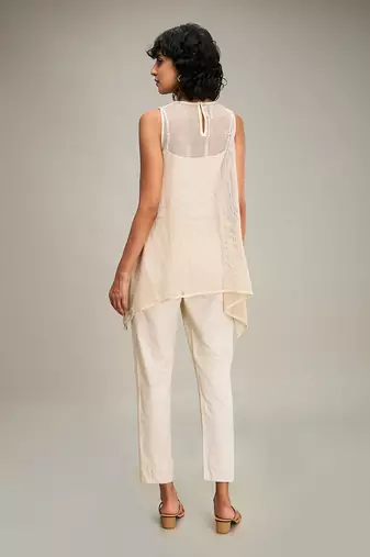 Off white floral emboridery co ord set