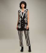 Black zinnia applique blazer set