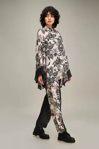 Black ahyana printed co-ord set