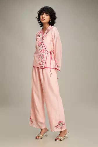 Pink mehr patchwork top and pants