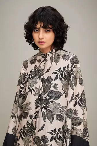 Black ahyana printed co-ord set