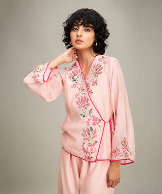 Pink mehr patchwork top and pants 5