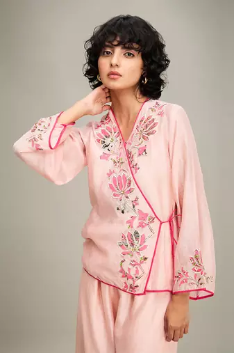 Pink mehr patchwork top and pants