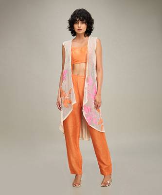 Orange zinnia applique co ord set 1