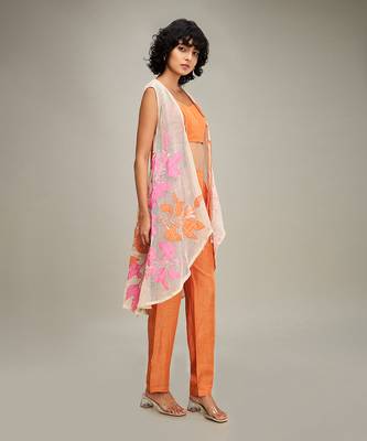 Orange zinnia applique co ord set 2