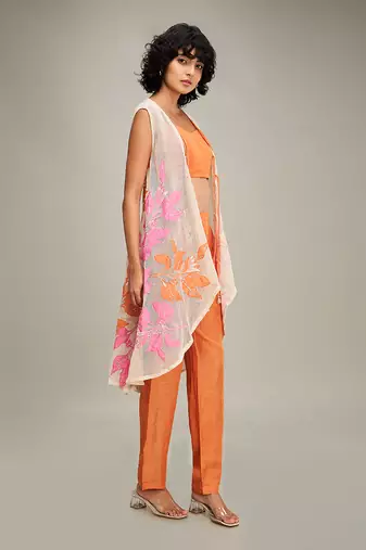 Orange zinnia applique co ord set