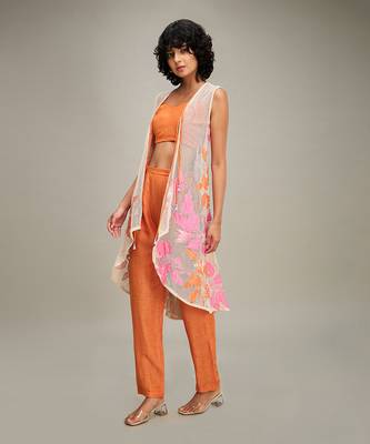 Orange zinnia applique co ord set 3