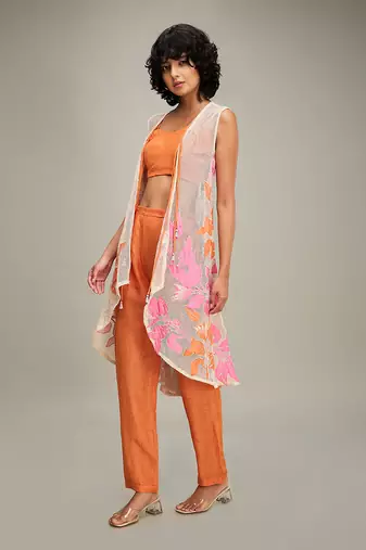 Orange zinnia applique co ord set