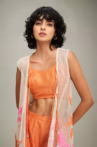 Orange zinnia applique co ord set